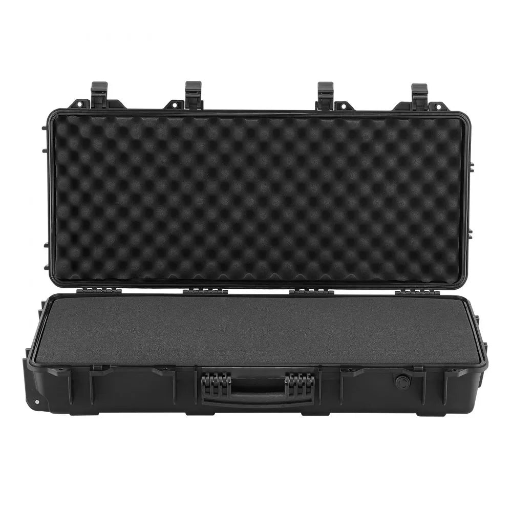 VEVOR Hard Rifle Case, Lockable Rifle Case with 4 Layers Pre-cut Foams, 36 in Gun Storage with Wheels, IP67 Waterproof & Dustproof Pistol Storage Cases for Rifles, Shotguns, Airsoft Guns, Black
