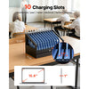 VEVOR 10-Device Charging Cabinet for Tablet & Laptop, Open Charging Station, for Homes, Classrooms, Offices, Fits Devices up to 15.6 in, Key Lock & Storage Drawer, Desktop Use, Steel Lock Box, Black