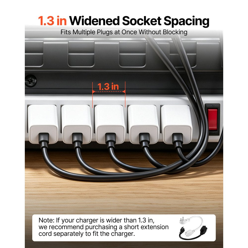 VEVOR 10-Device Charging Cabinet for Tablet & Laptop, Open Charging Station, for Homes, Classrooms, Offices, Fits Devices up to 15.6 in, Key Lock & Storage Drawer, Desktop Use, Steel Lock Box, Black