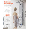 VEVOR Shower Panel Tower System with Rainfall Shower Head, LED, 49 in Brushed Stainless Steel Shower Column, 4-Function Faucet, Wall-Mount Rain Massage System with 6 Body Jets, Handheld, and Tub Spout