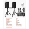 VEVOR PA system kit dimensions and included accessories overview