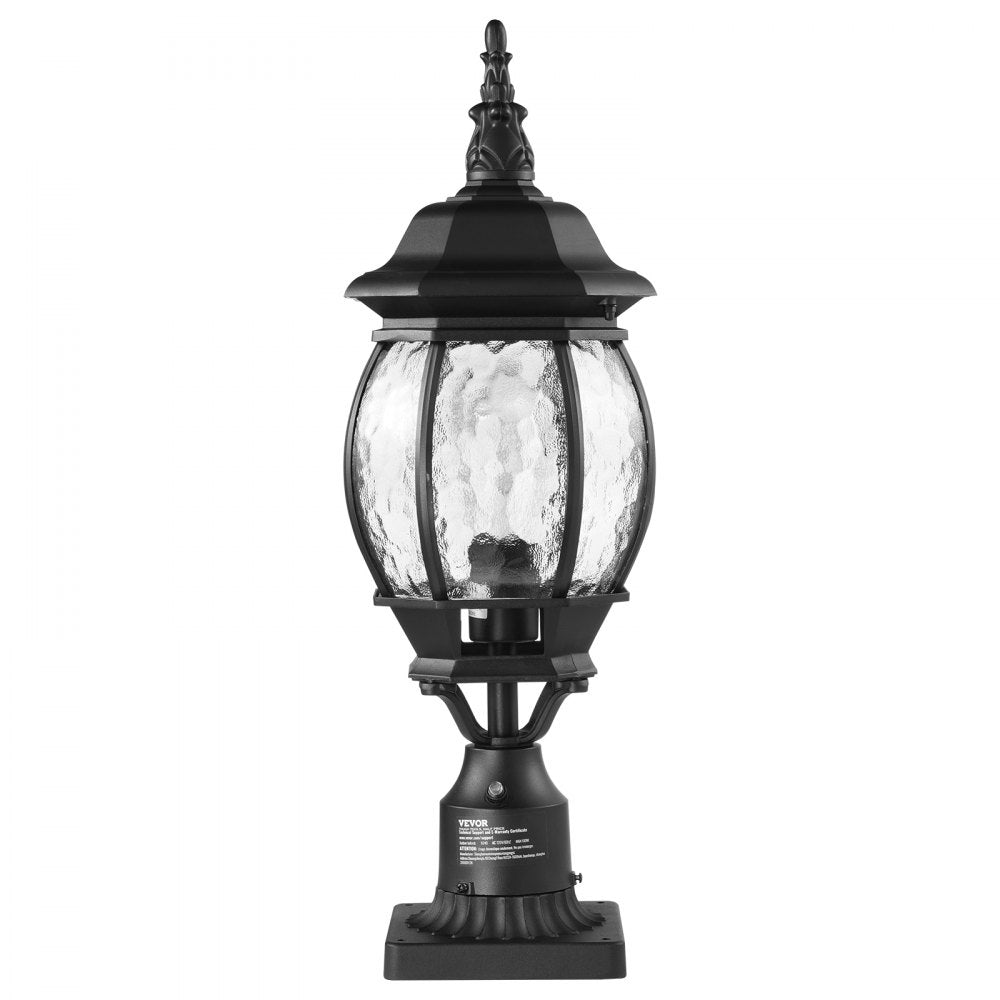VEVOR 2 Pack Dusk to Dawn Outdoor Post Light, 20.87 in, Waterproof Lamp Post Light Fixtures with 5.5 in Pier Mount Base Glass Shade, Lightning-proof Exterior Pole Column Light for Patio Garden Pathway