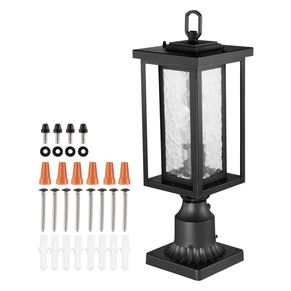 VEVOR 2 Pack Dusk to Dawn Outdoor Post Light, 17.72 in, Waterproof Lamp Post Light Fixtures with 3.5 in Pier Mount Base Glass Shade, Lightning-proof Exterior Pole Column Light for Patio Garden Pathway