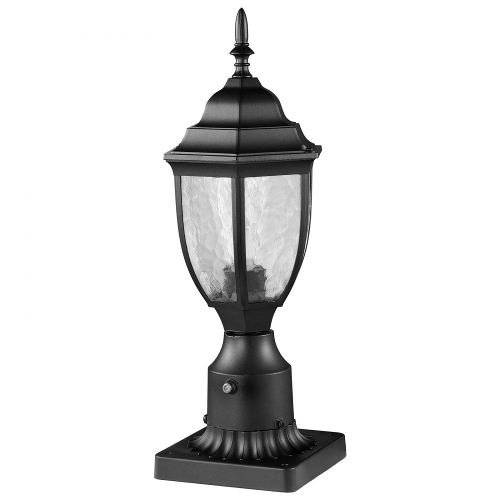 VEVOR 2 Pack Dusk to Dawn Outdoor Post Light, 15.35 in, Waterproof Lamp Post Light Fixtures with 3.5 in Pier Mount Base Glass Shade, Lightning-proof Exterior Pole Column Light for Patio Garden Pathway