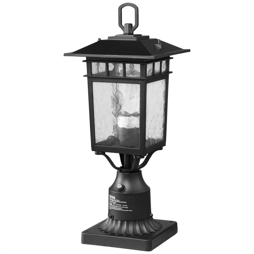 VEVOR 2 Pack Dusk to Dawn Outdoor Post Light, 15.75 in, Waterproof Lamp Post Light Fixtures with 5.5 in Pier Mount Base Glass Shade, Lightning-proof Exterior Pole Column Light for Patio Garden Pathway