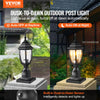 VEVOR Dusk to Dawn Outdoor Post Light, 15.75 in Height, Waterproof Lamp Post Light Fixture with 5.5 in Pier Mount Base Glass Shade, Lightning-proof Exterior Pole Column Light for Patio Garden Pathway