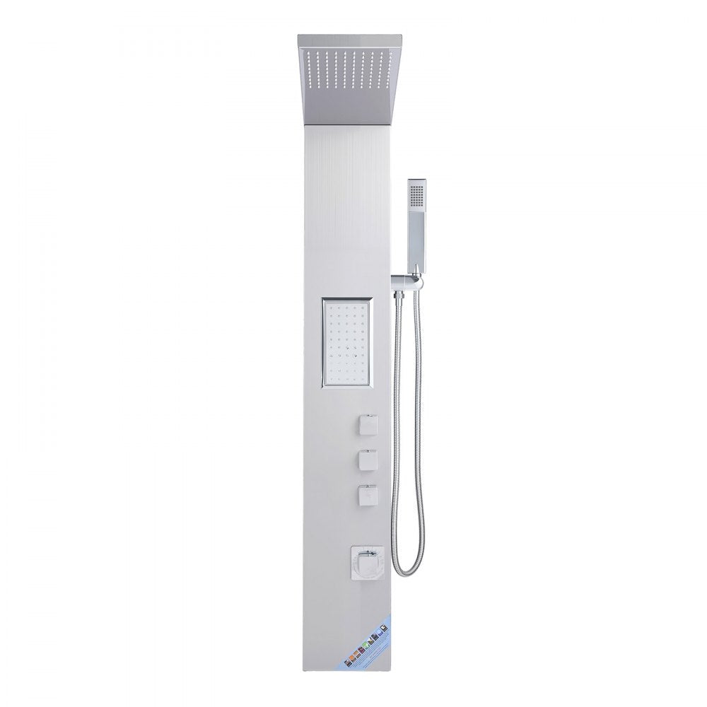 VEVOR Shower Panel Tower System with Rainfall Shower Head, 53 in Brushed Stainless Steel Shower Column, 3-Function Faucet, High Pressure Wall-Mount Rain Massage System, with Large Body Jet, Handheld