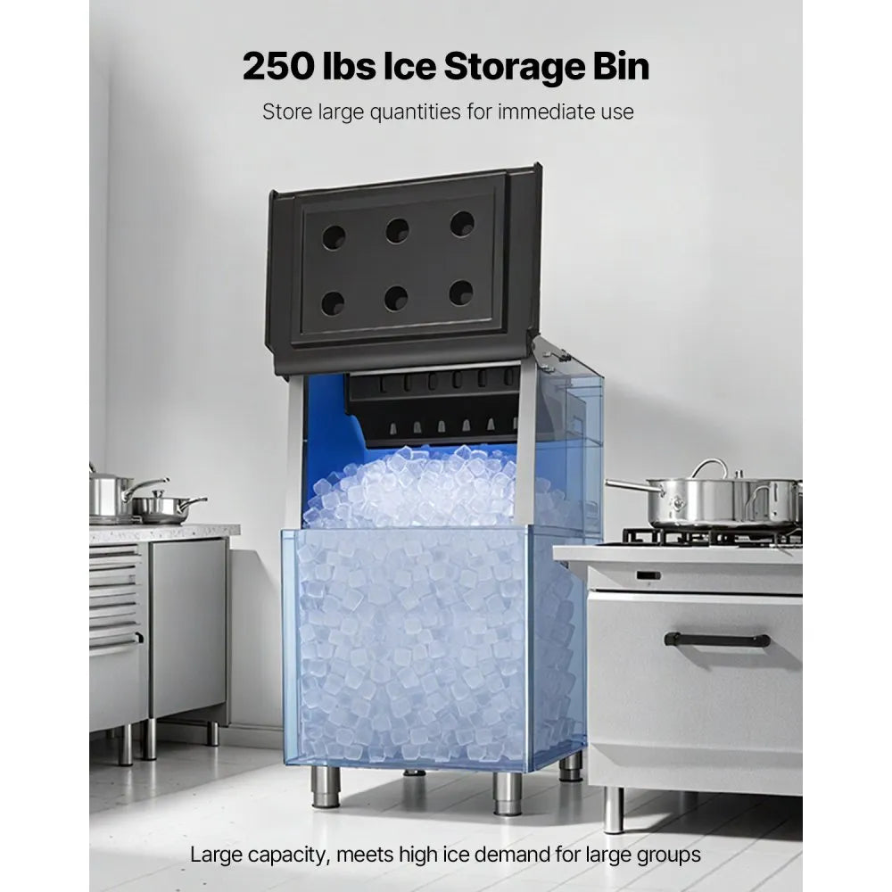 VEVOR Commercial Ice Maker Storage Bin, 250 LBS Capacity Ice-Bin, Commercial Ice Storage Bin with Adjustable Anti-slip Rubber Feet, Suitable for Restaurant Hotel and Beverage Shops