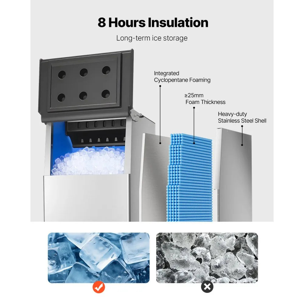 VEVOR Commercial Ice Maker Storage Bin, 250 LBS Capacity Ice-Bin, Commercial Ice Storage Bin with Adjustable Anti-slip Rubber Feet, Suitable for Restaurant Hotel and Beverage Shops