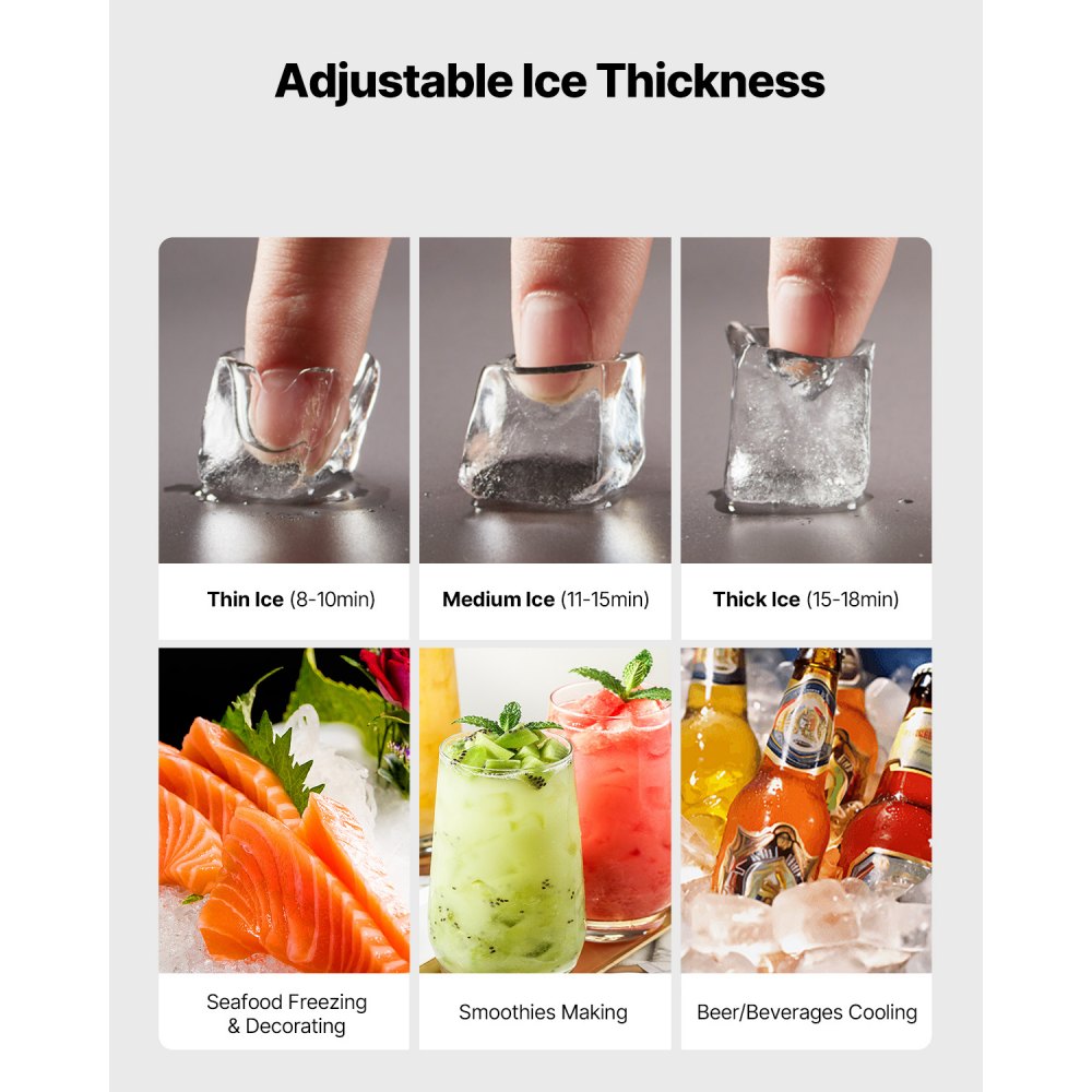 VEVOR Commercial Ice Maker Machine - Head, 1000 Lbs/Day Stainless Steel Ice Machine with Scheduled Ice-Making, Self-Cleaning, Adjustable Thickness, Ideal for Restaurant Bar Cafe Hotel - Head Only