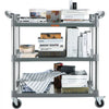 VEVOR Utility Service Cart, 3 Shelf Heavy Duty 220LBS Food Service Cart, Rolling Utility Cart with Lockable Wheels, 40" x 19.3" x 38.6" Plastic Utility Cart for Kitchen Office Restaurant Home, Grey