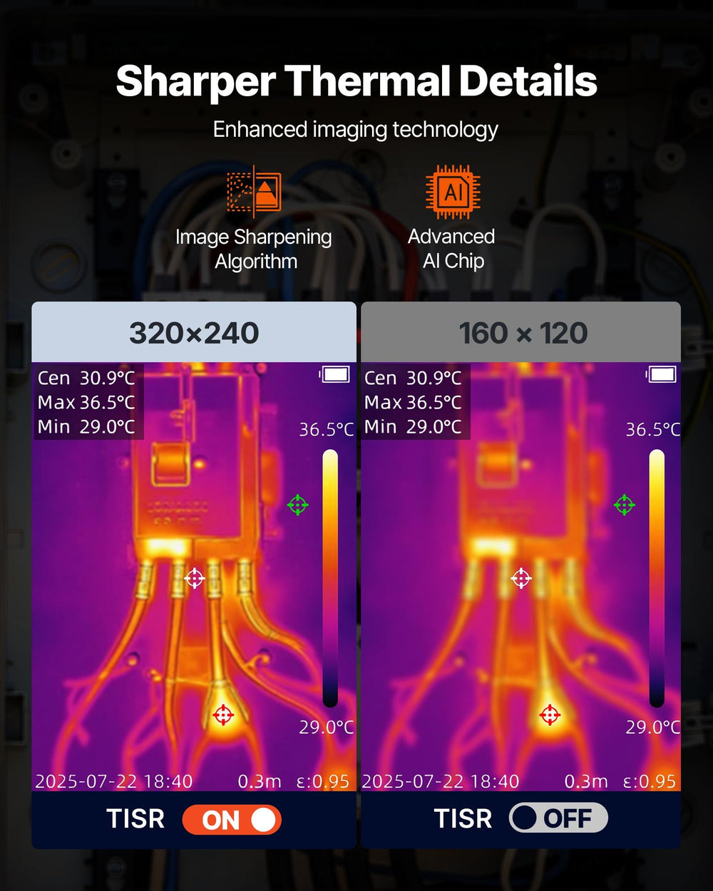 VEVOR Thermal Camera, 320 x 240 TISR Super Resolution, Thermal Imaging Camera with 2MP Visual Camera, 160 x 120 IR Resolution, 25 HZ Refresh Rate, -4°F to 1022°F, 4 Image Modes & 6 Color Palettes