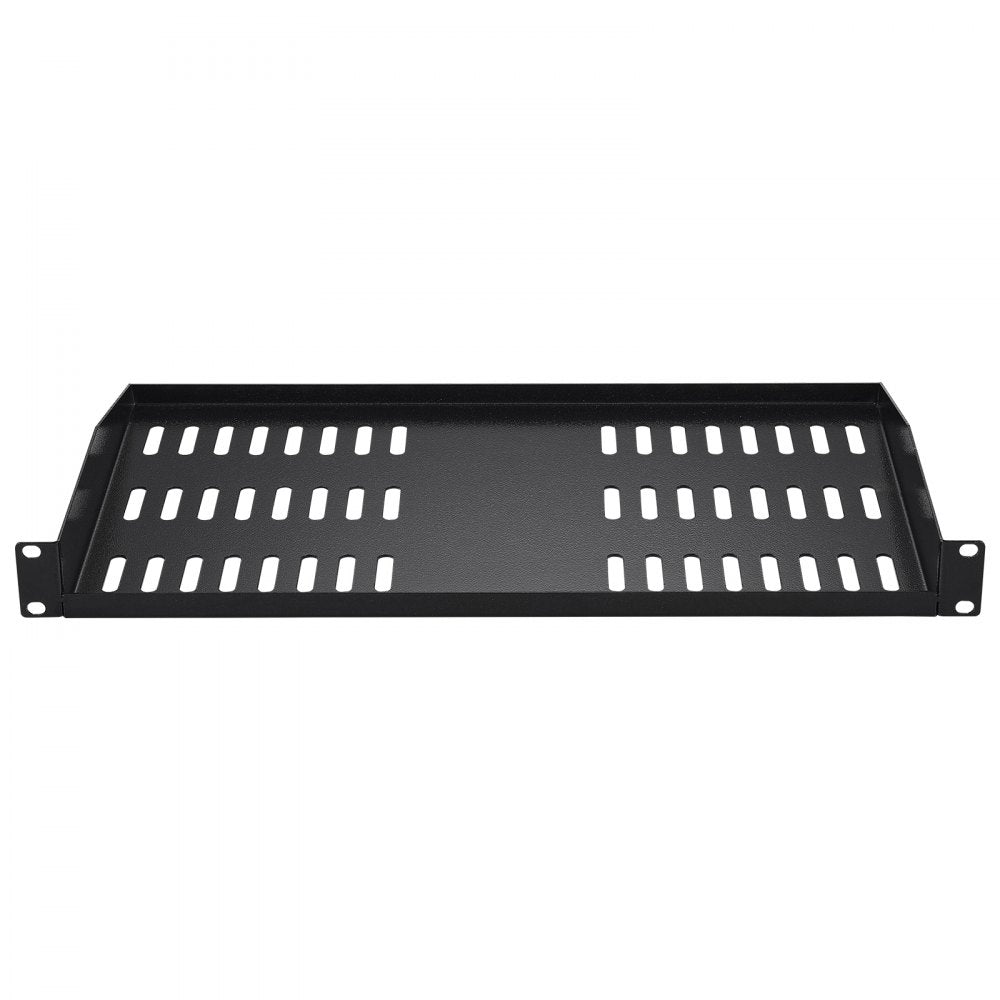 VEVOR 2PCS 1U Server Rack Shelf, 10"/254 mm Depth, 50 lbs Max Load Capacity Vented Cantilever or Wall Mount Rack Mount Shelf with Tray, Good Air Circulation for 19" Network Cabinet or Equipment Rack