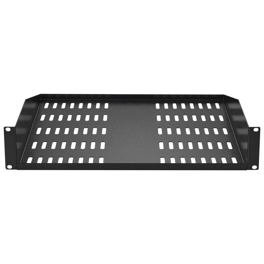 VEVOR 2U Server Rack Shelf, 16"/406mm Depth, 50lbs Max Load Capacity Vented Cantilever or Wall Mount Rack Mount Shelf with Tray, Good Air Circulation for 19"/482.6mm Network Cabinet or Equipment Rack