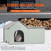 VEVOR Heated Cat House, Outdoor Kitty Shelter with Adjustable Temperature and Timer, 600D Oxford Cloth Foldable Cat Shelter with Heated Pad  for Winter to Stay Warm and Cozy, Green (Large)