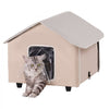 VEVOR Elevated Heated Cat House, Outdoor Kitty Shelter with Timer, 600D Oxford Cloth Foldable Cat Shelter with Heated Pad for Winter to Stay Warm and Cozy, Brown (Middle)