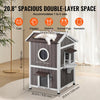 VEVOR Outdoor Cat House Weatherproof, Feral Cat Shelter for Multiple Cats, 2-story Large Outdoor Wooden Cat House with Doors, PVC Door Flaps, A Clear Window, 23"L x 26"W x 36"H