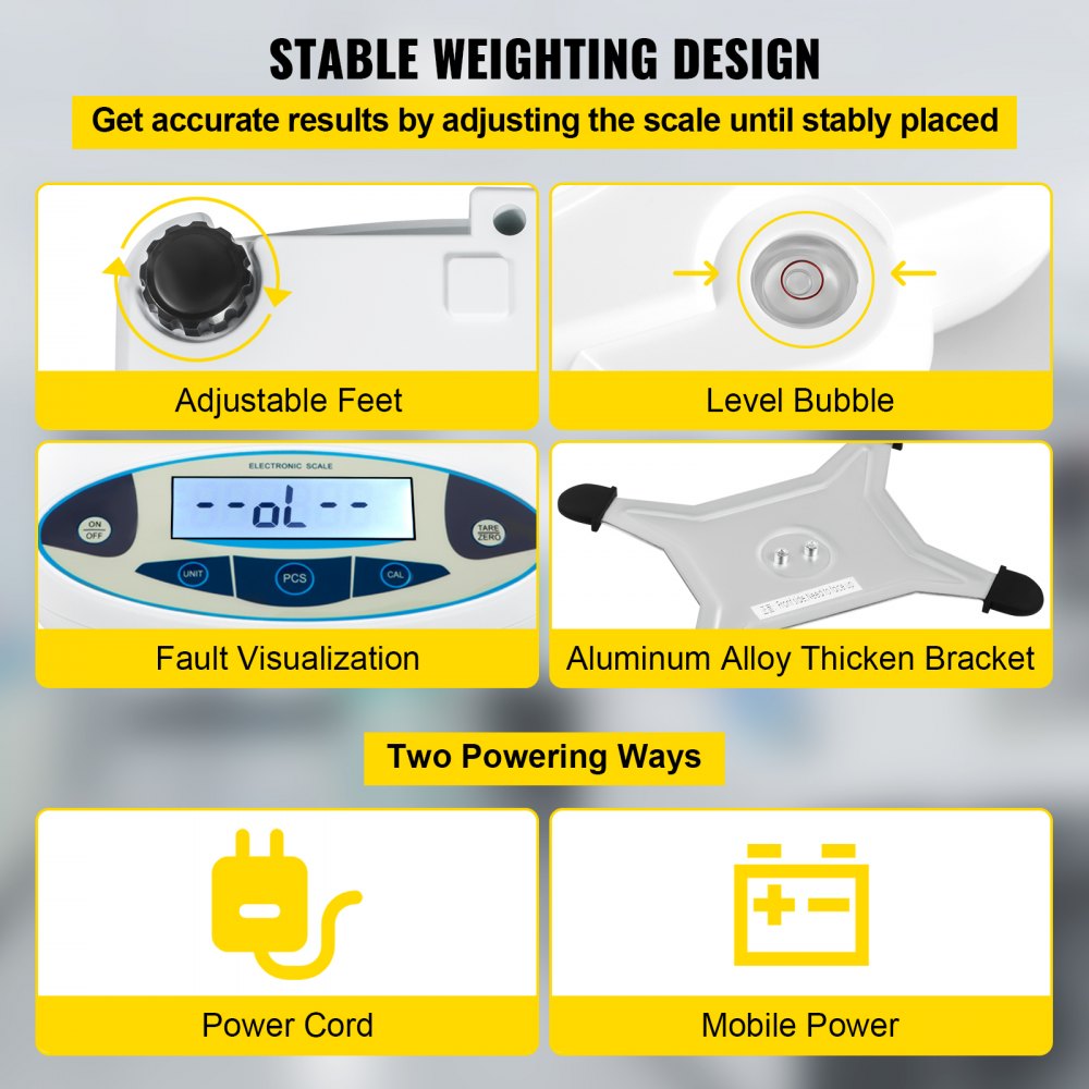 VEVOR Analytical Balance, 5000g x 0.01g Accuracy Lab Scale, High Precision Electronic Analytical Balance, 13 Units Conversion, Counting Function, LCD Display, for Lab University Jewelry