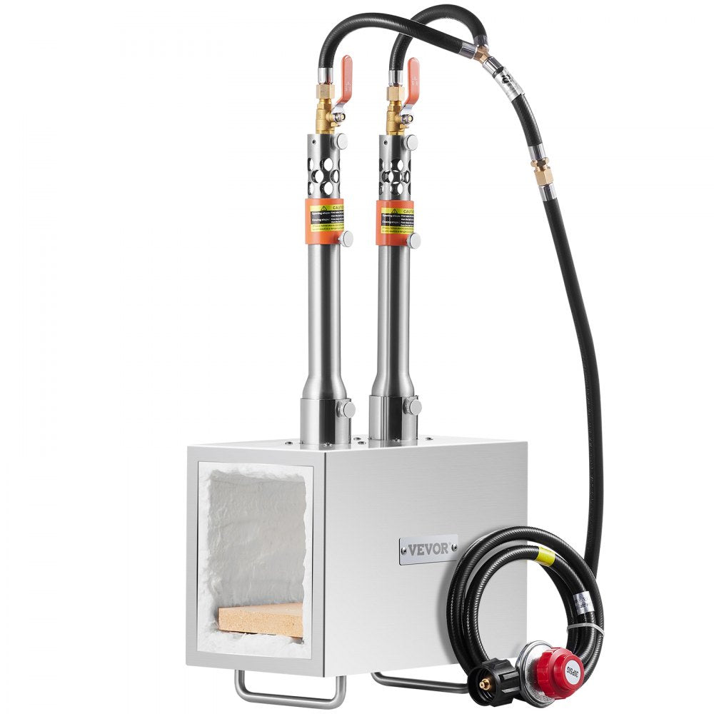 VEVOR Portable Propane Forge, 2 Burner Farrier Forge, 2600℉ Tool and Knife Making Blacksmithing Gas Forge, Large Capacity Square Stainless Steel Gas Forging Tools and Equipment for Metal Forging