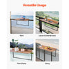 VEVOR Balcony Hanging Table, 15 x 39 in Folding Balcony Railing Table, Outdoor Balcony Bar Table for Railings, 5-Level Adjustable, Fit Railing from 1" to 5.3", Serving Table for Patio & Deck
