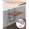 VEVOR Balcony Hanging Table, 19 x 24 in Metal Folding Balcony Railing Table, Outdoor Balcony Bar Table for Railings, 5-Level Adjustable, Fit Railing from 1" to 4.7", Serving Table for Patio & Deck