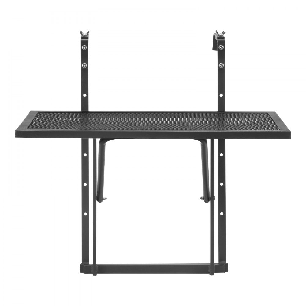 VEVOR Balcony Hanging Table, 19 x 24 in Metal Folding Balcony Railing Table, Outdoor Balcony Bar Table for Railings, 5-Level Adjustable, Fit Railing from 1" to 4.7", Serving Table for Patio & Deck