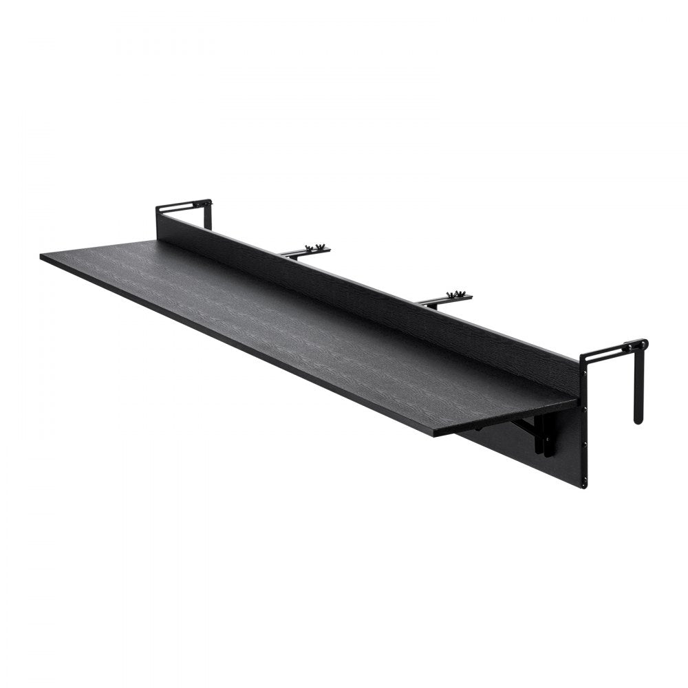 VEVOR Balcony Hanging Table, 12 x 59 in Folding Balcony Railing Table, Outdoor Balcony Bar Table for Railings, 50 lbs Loading, Fit Railing from 1" to 5.9", Serving Table for Patio & Deck
