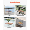 VEVOR Balcony Hanging Table, 25 x 24 in Folding Balcony Railing Table, Outdoor Balcony Bar Table for Railings, 4-Level Adjustable, Fit Railing from 1" to 8.27", Serving Table for Patio & Deck