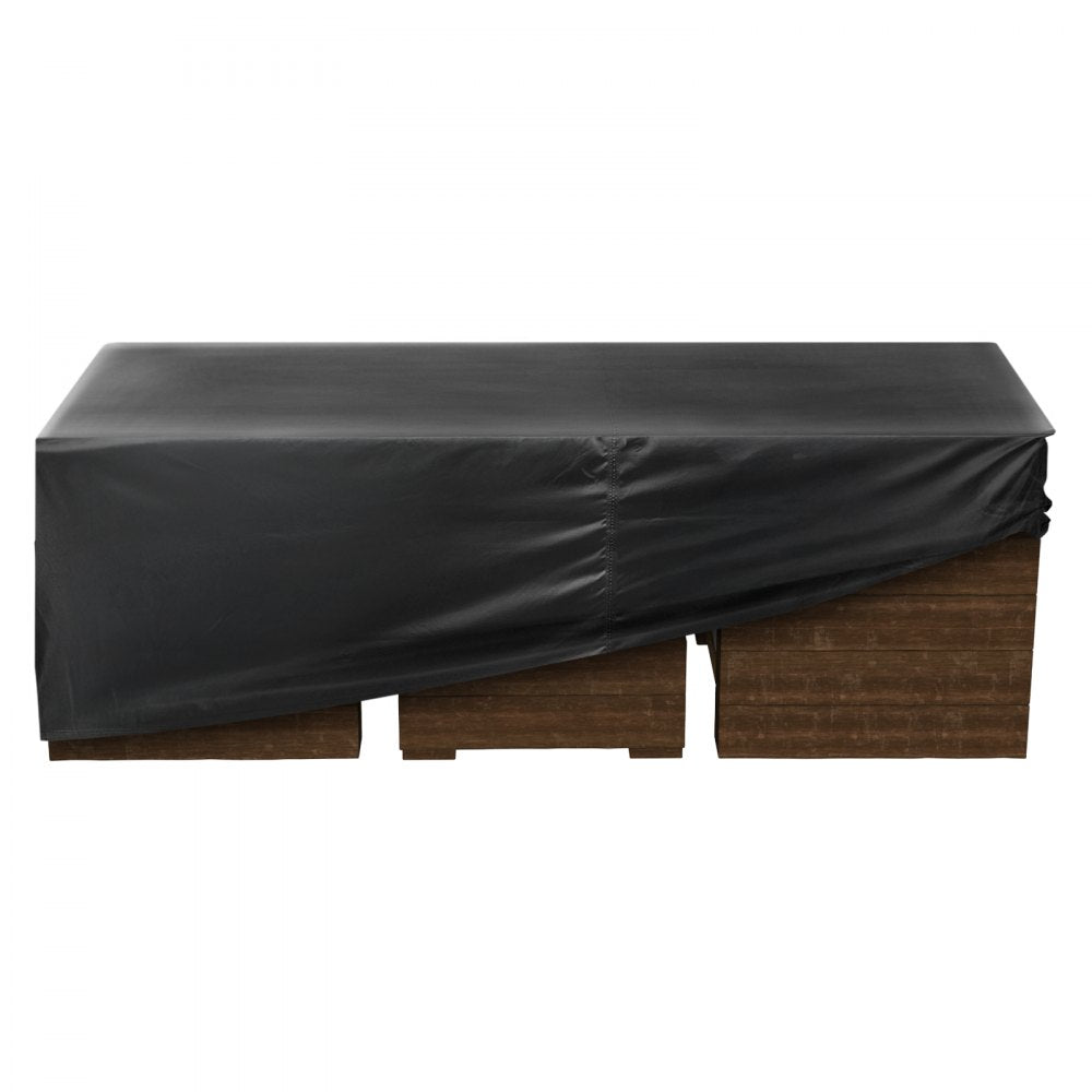 VEVOR Patio Furniture Cover, 420D Heavy Duty Waterproof Outdoor Dining Table and Chairs Cover, Large Rectangular Patio Table Covers with Air Vent for All Weather, 130L x 84W x 28H inch, Black