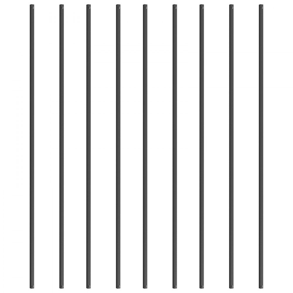 VEVOR Staircase Metal Balusters, 44'' x 0.5'' Square Aluminum Alloy Decorative Banister Spindles, 11 Pack Deck Baluster with Screws, Classic Hollow Straight Deck Railing Satin Black Powder Coated