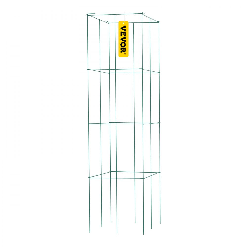 VEVOR Tomato Cages, 11.8\" x 11.8\" x 46.1\", 10 Packs Square Plant Support Cages, Green PVC-Coated Steel Tomato Towers for Climbing Vegetables, Plants, Flowers, Fruits
