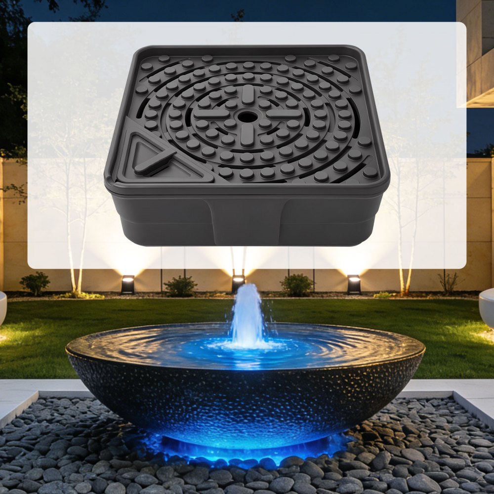 VEVOR Fountain and Water Feature Basin, 30-Inch Disappearing Water Fountain Basin for Landscape and Garden, Supports Up to 500 lbs, Heavy Duty Pond Reservoir for Bubbling Rock & Garden Statues, Black