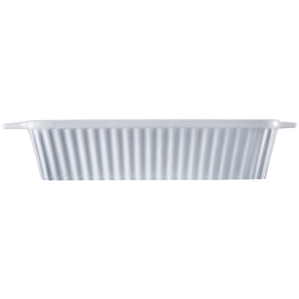 VEVOR Ceramic Baking Dish, Large 9" x 13" Pan, Rectangular Bakeware with Double Handles, Oven Secure, Lasagna Pan, Casserole Dish Deep for Baking and Serving, Thanksgiving & Christmas Present, White