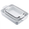 VEVOR Ceramic Baking Dish, 9" x 13", Bakeware Set of 3, Rectangular Casserole Dish Set, Baking Pans with Handles, Oven Secure, Lasagna Pans Deep for Cooking, Thanksgiving & Christmas Present, White