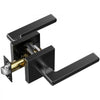 VEVOR Passage Door Handle, 1 Pack Matte Black Door Lever, Left or Right Handing Reversible Lever Non-Locking, 45° Rotation to Open, Square Interior Door Handles for Hallways, Closets, Meeting Spaces