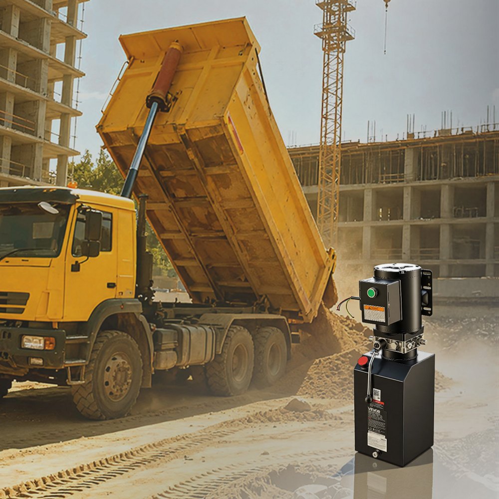 VEVOR 14 Quart Hydraulic Pump, 2.2KW Hydraulic Motor Dump Trailer Pump Single Acting, 3200 PSI Max Relief Pressure, 1.7 GPM Flow Rate, AC220-240V Hydraulic Power Unit Car Lift (Vertical Installation)