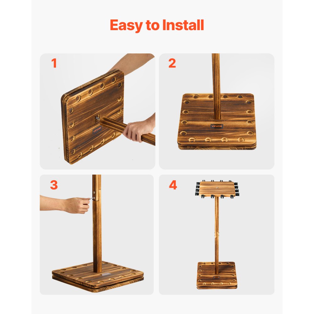 VEVOR Fishing Rod Holders for 16 Fishing Poles, 360° Rotating Wood Fishing Rods Rack for Garage Organization and Storage, Floor Stand Space-Saving Equipment, for Reels Gear Accessories, Gifts for Men