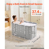 VEVOR Portable Foldable Bathtub 37.4"x23.6"x19.7" Soaking for Adults Gray, for Bathroom Shower Stall, 3-Layer Insulation, Space Saving, Family Hot SPA Ice Bath Tub with 2 Drain Ports, Indoor Outdoor