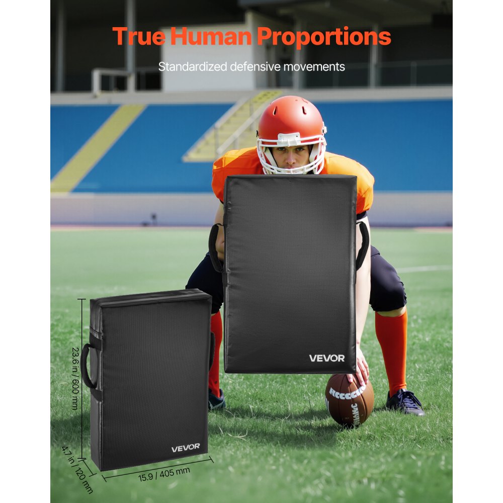 VEVOR Football Blocking Dummy, 24x16 in Blocking Pads, Kick Shield Pad with Handles, High-Density Sponge Tackle Dummies, Heavy Duty Training Equipment for Basketball Hockey Lacrosse, Black, 2PCS
