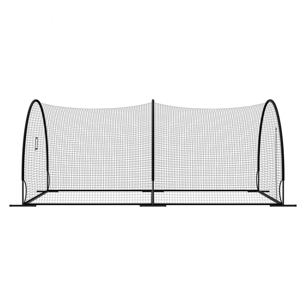 VEVOR Baseball Batting Cage, 19.9 x 12.0 x 8.2 FT Freestanding Portable Batting Cage, Hitting Cages with 30-Ply Knotted HDPE & Pitching Machine Opening, Battings Cages Netting for Indoor Outdoor