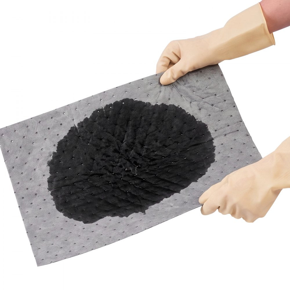 VEVOR Complete Spill Absorbent Kit for Oil & Water, 40PCS Heavy-Duty Oil Absorbent Pads, 3 Socks, 2 Pillows, 5 Hazardous Material Bags, 20-Gallon Wheeled Drum for Garage Workshop Spill Control