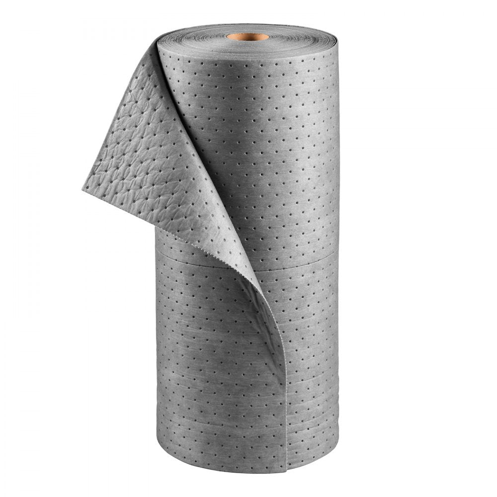 VEVOR Oil & Water Absorbent Pads, 30 in x 150 ft 1-Roll, Medium-Duty Spill Absorbing Pads, Universal for Gasoline, Engine, Oil, Water, Coolant, Durable PP Spill Control Mats for Garage Workshop
