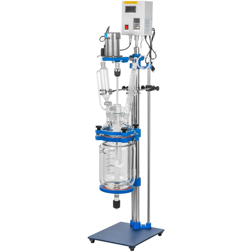 VEVOR Jacketed Reactor 5L Laboratory Glass Reactor, Jacketed Glass Reactor, Chemical Reaction Vessel, Lab Jacketed Reactor, Reaction Vessel Chemistry, With Digital Display, For Reaction Distillation