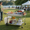 VEVOR Outdoor Grill Cart, 36.4 x 23.4 x 1 inch Tabletop Size Grilling Table, Movable Outdoor Cooking Table with 4 Spice Containers, Wheels, Lids, Hooks, BBQ Prep Tables for Picnic, Kitchen, Courtyard
