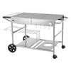 VEVOR Outdoor Grill Cart, 36.4 x 23.4 x 1 inch Tabletop Size Grilling Table, Movable Outdoor Cooking Table with 4 Spice Containers, Wheels, Lids, Hooks, BBQ Prep Tables for Picnic, Kitchen, Courtyard