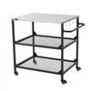 VEVOR Outdoor Grill Cart, 31.5 x 24.0 inch Stainless Steel Tabletop Size Grilling Table, Outdoor Cooking Table with 4 Wheels & Side Handle, Two Mesh Shelves, BBQ Prep Tables for Patio, Garden