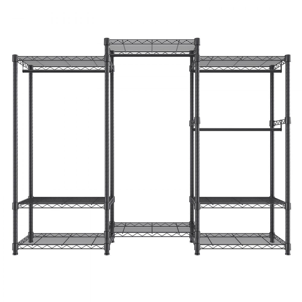 VEVOR Heavy Duty Clothes Rack, Rolling Clothing Garment Rack with 4 Hang Rods & 8 Storage Tiers, Adjustable Custom Closet Rack, Freestanding Wardrobe for Hanging Clothes, 800 lbs Load Capacity