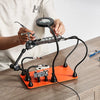 VEVOR Magnetic Helping Hands Soldering Station, Third Hand Soldering Tool with 3X LED Magnifying Lamp, 4 PCB Holders & 360 Hot Air Gun Holder, Heavy-Duty Base Station for Electronic Repair Craft Hobby