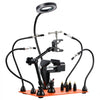 VEVOR Magnetic Helping Hands Soldering Station, 4 Arms Third Hand Tool, with Vise, 3X LED Magnifying Lamp, 4 PCB Holder & 360 Hot Air Gun Holder, Soldering Helper for Electronic Repair Craft Hobby DIY