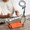 VEVOR Magnetic Helping Hands Soldering Station, 4 Flexible Arms Third Hand Tool with 3X LED Magnifying Lamp & Non-Slip Heavy-Duty Base, Soldering Helping Hands for Electronic Repair Craft Hobby DIY